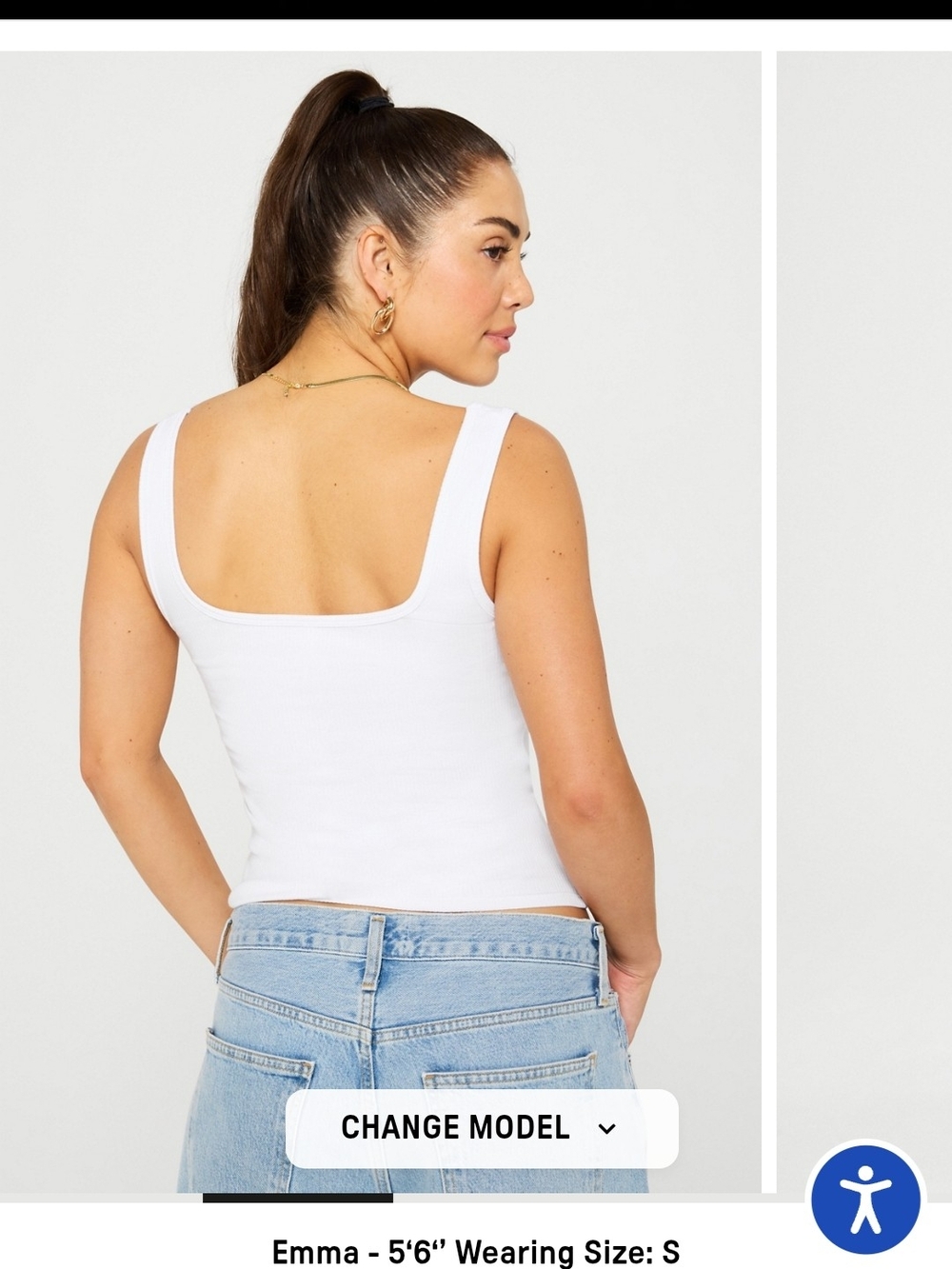 Fabletics White Ribbed Square-Neck Tank - Picture 2 of 8